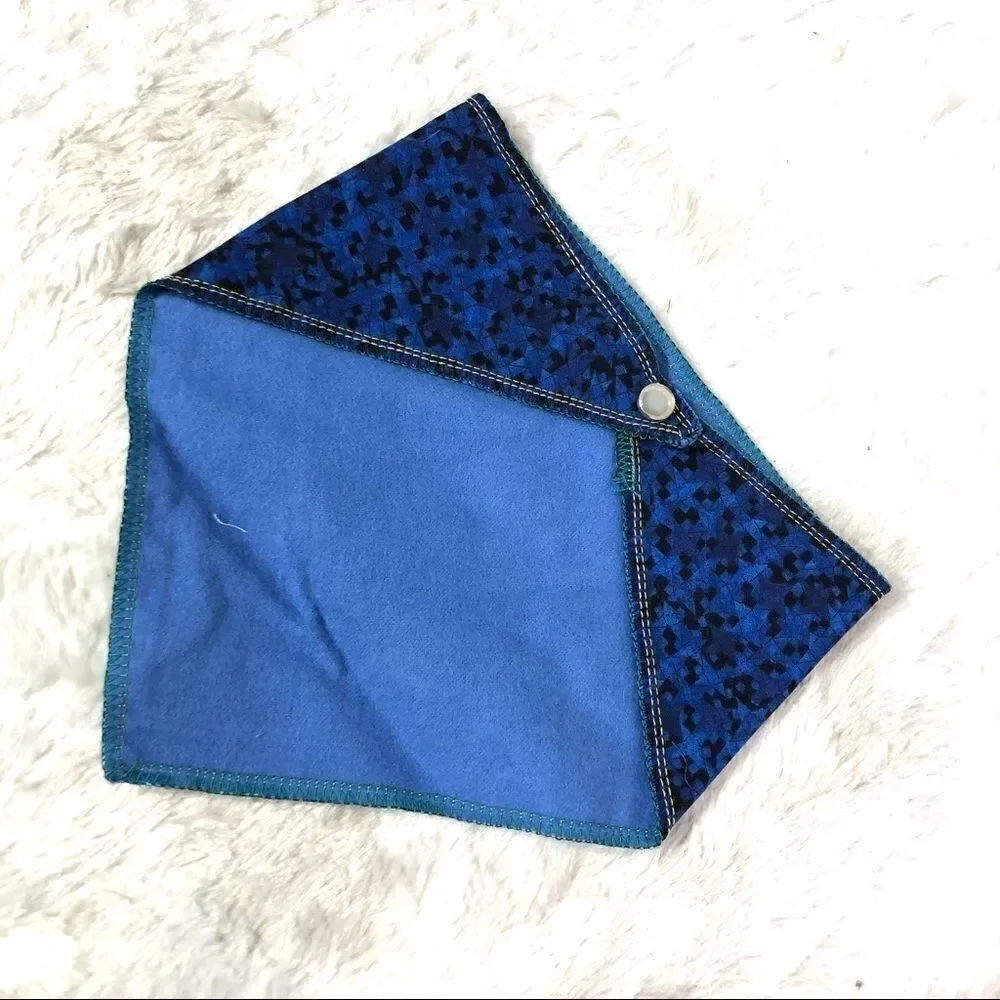 Pet bandana scarf dog tie & snap NEW blue black